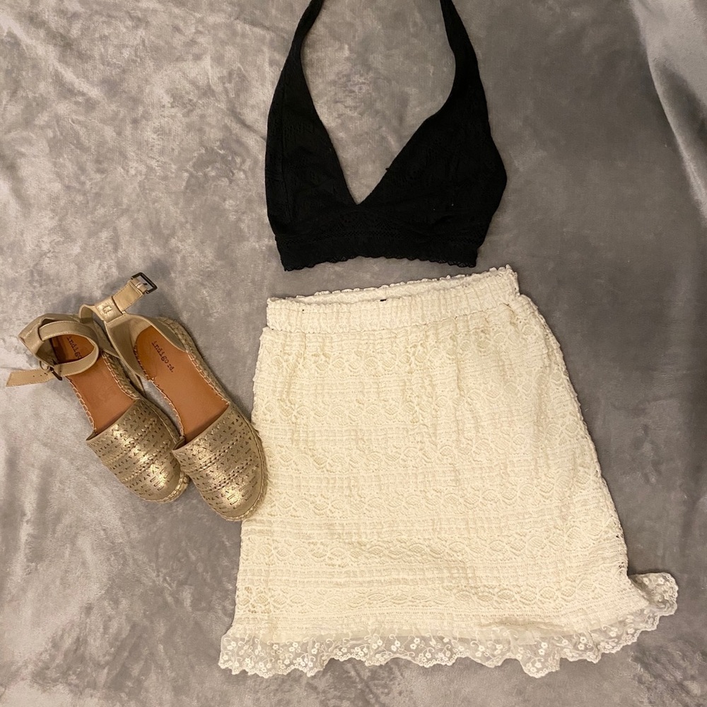 Cream colored lace skirt
